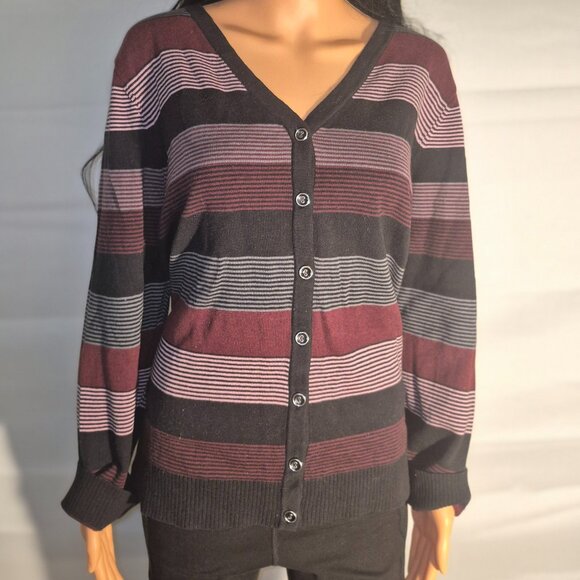 CJ BANKS Pretty Button-up striped sweater in size 2XL - Picture 2 of 15